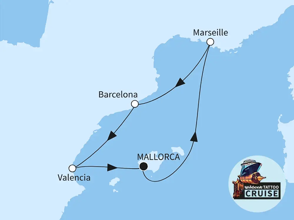 Mein Schiff 4 Reisetipp Wildcat Tattoo Cruise - Routenbild